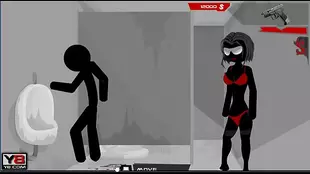 A shorty disguises himself as a stripper in this hentai video